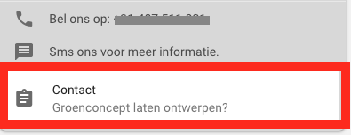 Klikbare extensietekst van het leadformulier