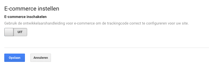 E-commerce tracking inschakelen