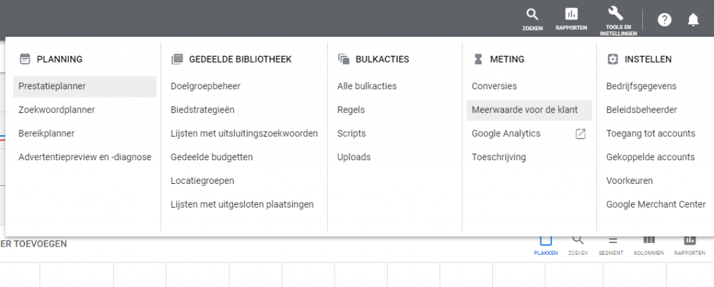 Klantwaarde overzicht
