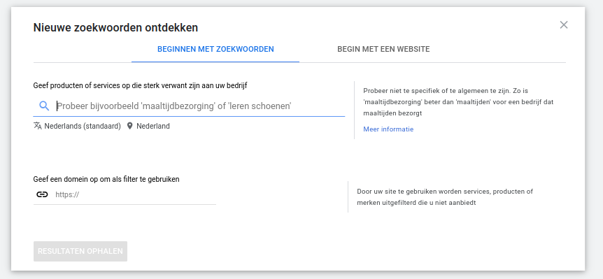 Nieuwe zoekwoorden zoekwoordplanner - Online Marketing Bureau Modation Nijmegen